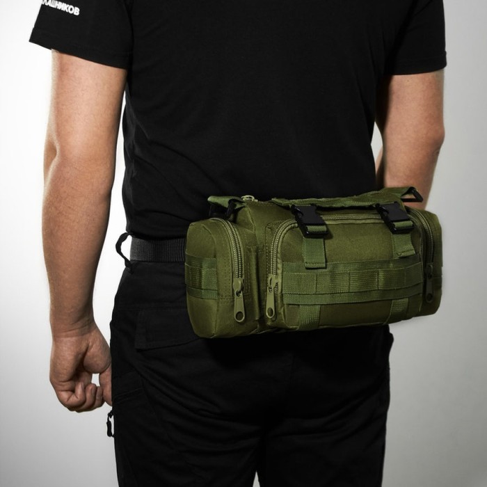 Сумка - підсумок тактична поясна Tactical військова, сумка нагрудна з ременем на плече 5 літрів кордура хакі TI-41