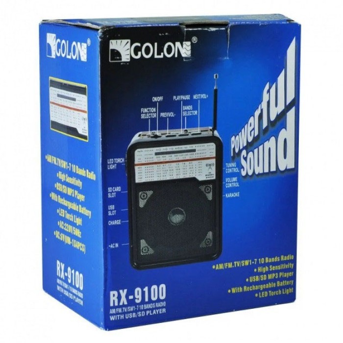 Радіоприймач GOLON RX-9100 USB+SD Радіо з ліхтарем, Ретро радіо, FM передавач. Колір: червоний