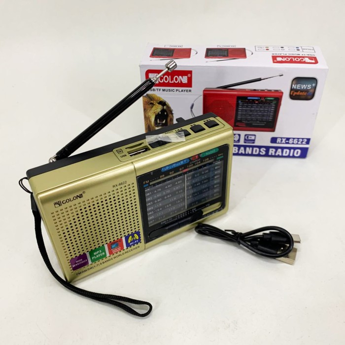 Портативна стовпчик радіо MP3 USB Golon RX-6622. Колір: золотий