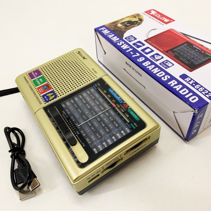 Портативна стовпчик радіо MP3 USB Golon RX-6622. Колір: золотий