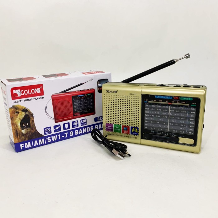 Портативна стовпчик радіо MP3 USB Golon RX-6622. Колір: золотий