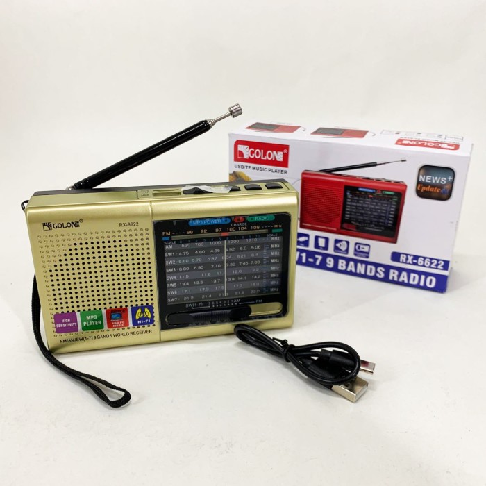Портативна стовпчик радіо MP3 USB Golon RX-6622. Колір: золотий