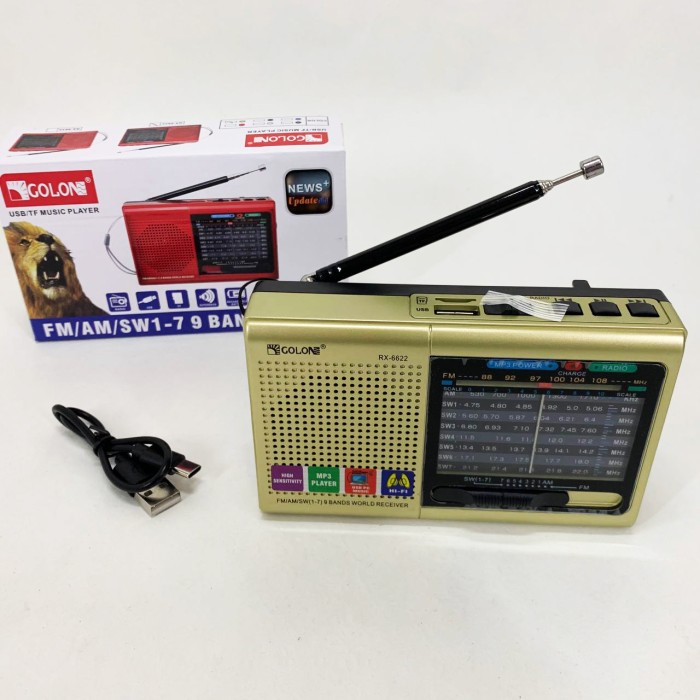 Портативна стовпчик радіо MP3 USB Golon RX-6622. Колір: золотий