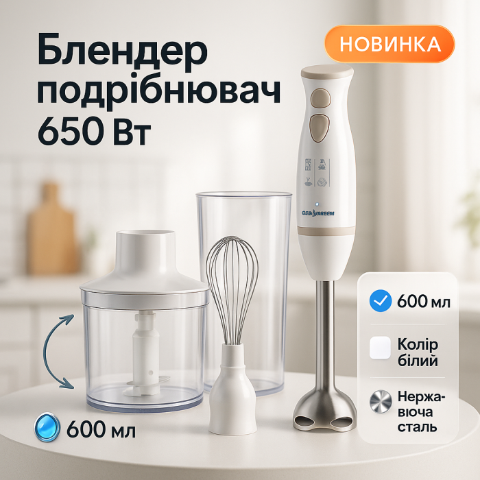 Блендер чоппер занурювальний з чашами Sea Breeze SB-093, міксер блендер ручний, потужний блендер