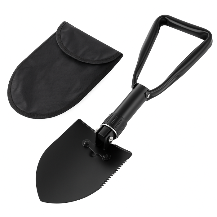 Лопата туристична багатофункціональна Shovel 009, міні лопата для кемпінгу, саперна. Колір: чорний