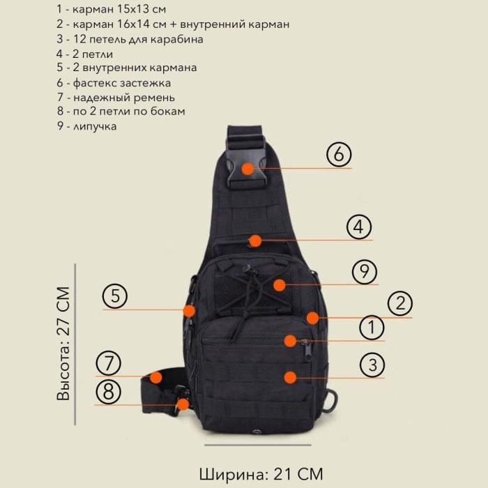 Набір: армійська чорна сумка + тактичний ліхтар професійний ZN-418 POLICE BL-X71-P50