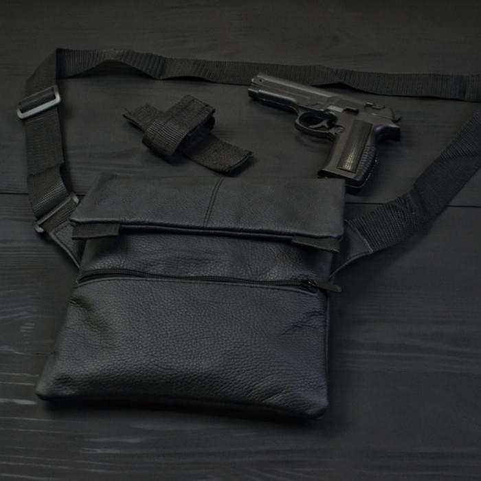 Набір 2В1. Шкіряна сумка з кобурою + ліхтарик професійний SF-417 POLICE BL-X71-P50