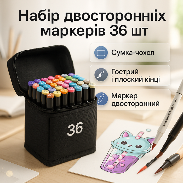 Набір маркерів для малювання Touch 36 шт двосторонні професійні фломастери для художників