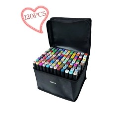 Набір кольорових маркерів фломастерів 120, Маркери двосторонні для ескізів і скетчів BW-11