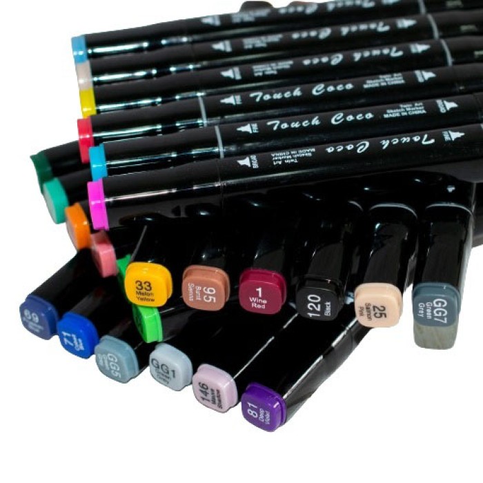 Набір кольорових маркерів фломастерів 120, Маркери двосторонні для ескізів і скетчів BW-11