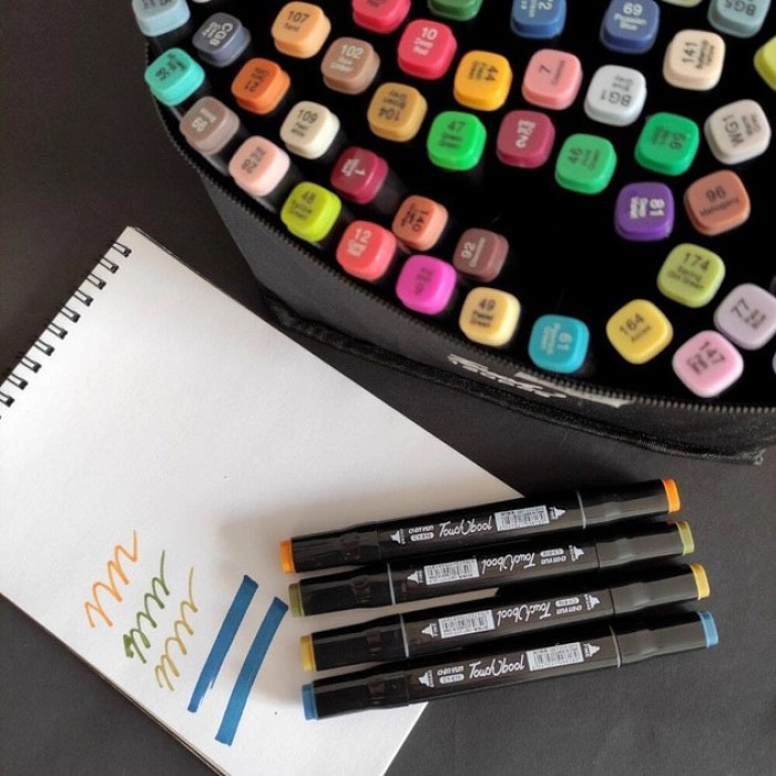 Набір кольорових маркерів фломастерів 120, Маркери двосторонні для ескізів і скетчів BW-11