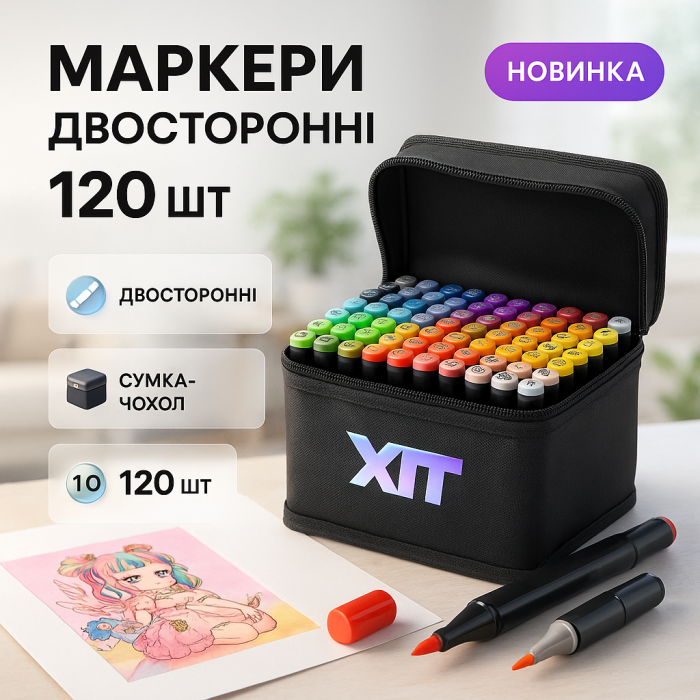 Набір маркерів для малювання Touch 120 шт двосторонні професійні фломастери для художників