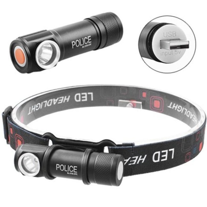Налобний ліхтар Police BL-2155-XPE + вбудований акумулятор + USB, Потужний акумуляторний ліхтарик налобний