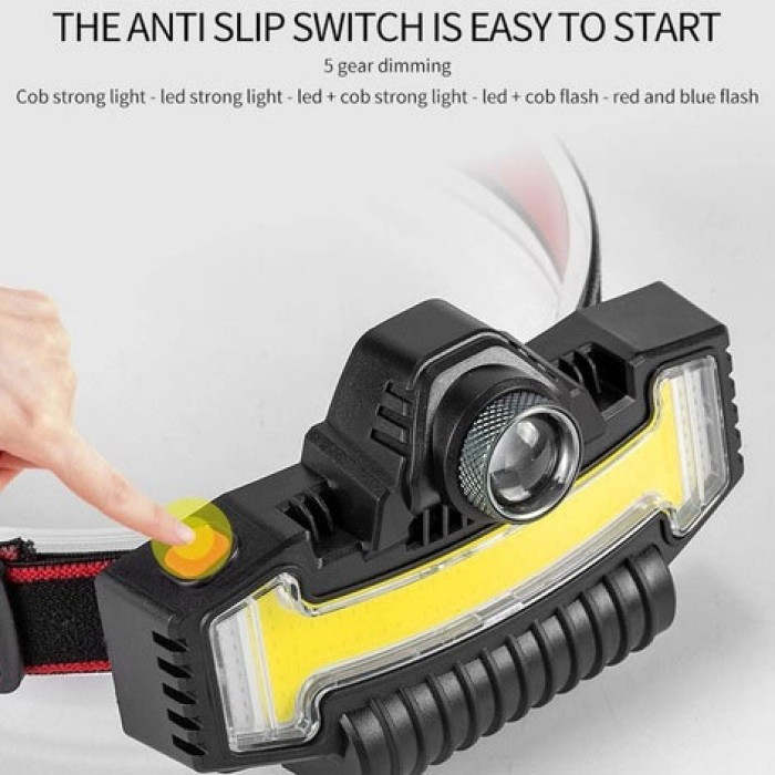 Ліхтарик акумуляторний наголовний Bailong BL-W685-LTS+COB+RGB, Налобний ліхтар з акумулятором ZH-13