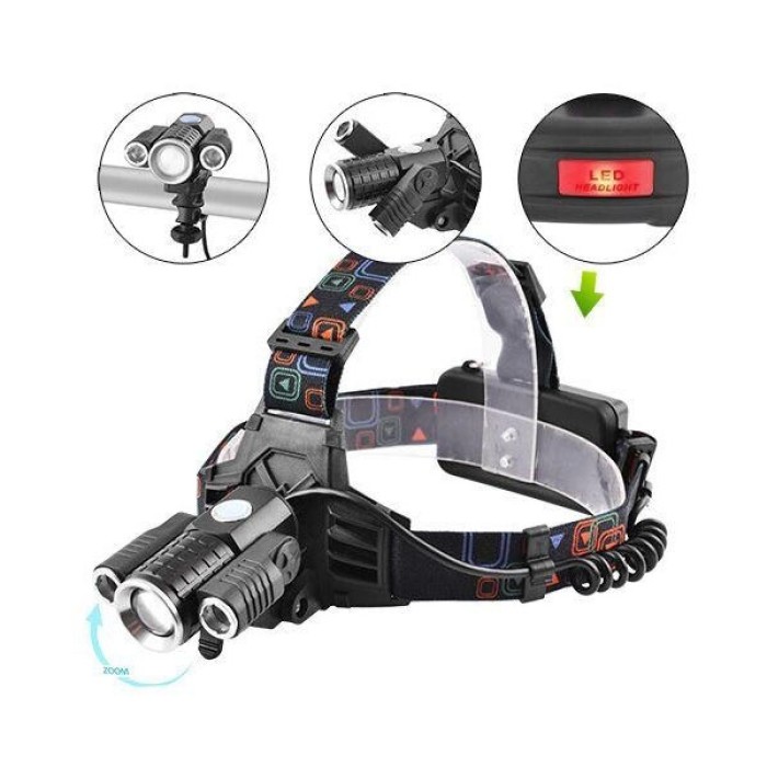 Ліхтар для рятувальників на голову, Перезарядний налобний ліхтар Head Lamp Тактичний на голову BT-89