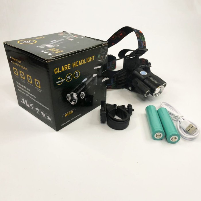 Ліхтар з фіксацією на голові W602-T6-2XPE Bike, Перезарядний налобний ліхтар Head Lamp FE-55