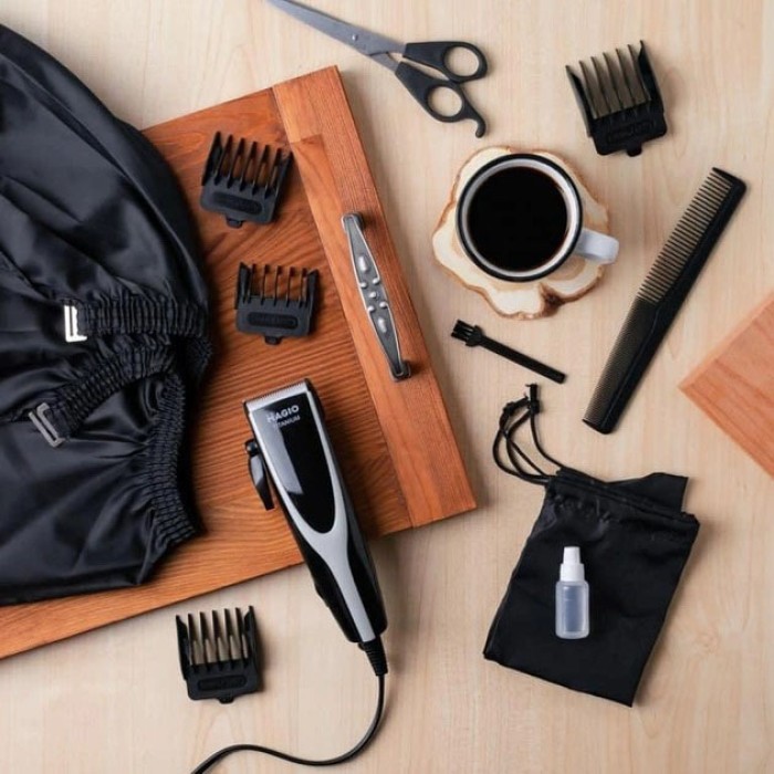 Універсальна машинка для стрижки голови і бороди MAGIO MG-184, Машинка для стрижки з безліччю насадок WI-22