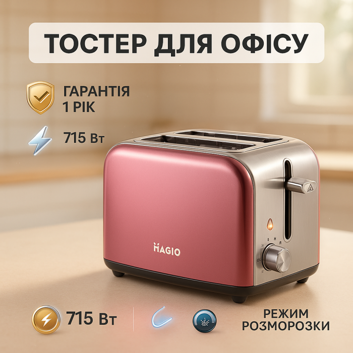 Тостер Magio MG-286 тостер для 2 грінок електричний горизонтальний тостер