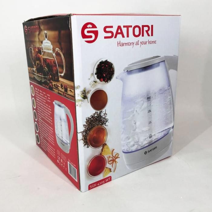 Електрочайник чудовий Satori SGK-4105-WT 1.8 л 1500 Вт, Електрочайник чайник GZ-640 з підсвічуванням