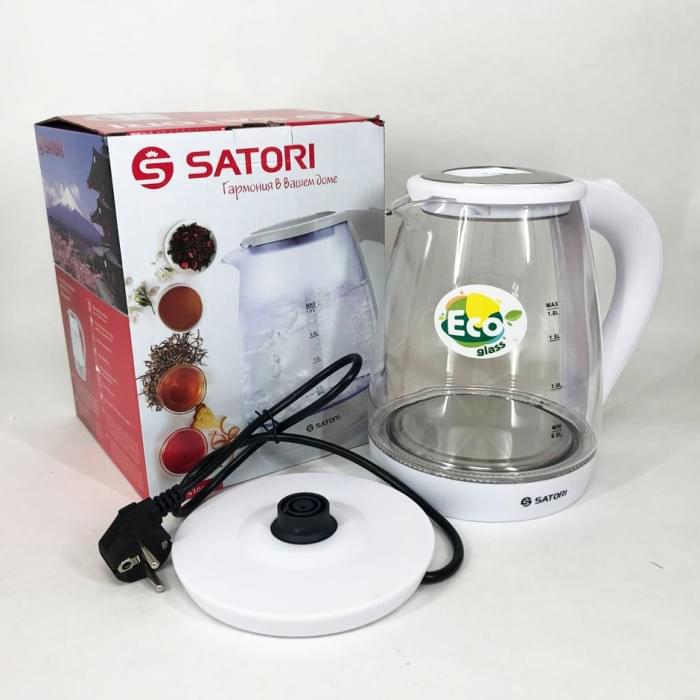 Електрочайник чудовий Satori SGK-4105-WT 1.8 л 1500 Вт, Електрочайник чайник GZ-640 з підсвічуванням