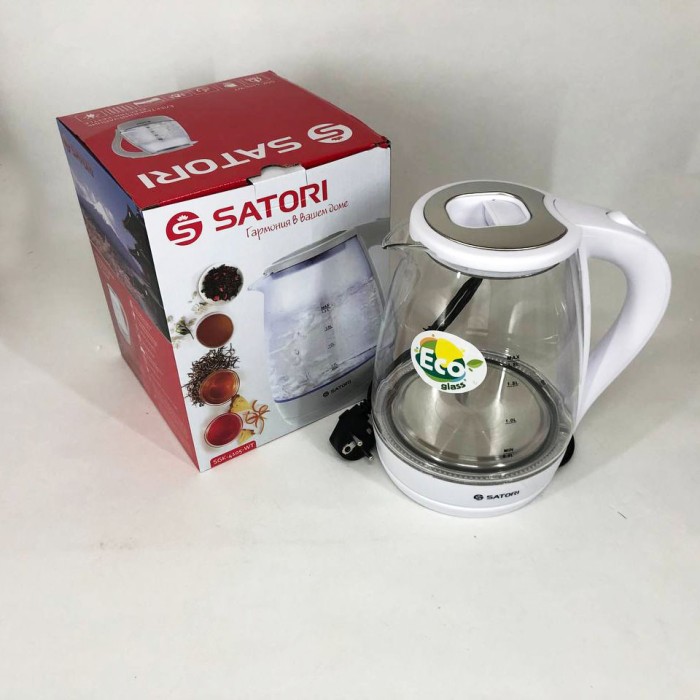 Чайник для закипання води Satori SGK-4105-WT 1.8 л 1500 Вт, Електрочайник якісний з підсвічуванням LD-40