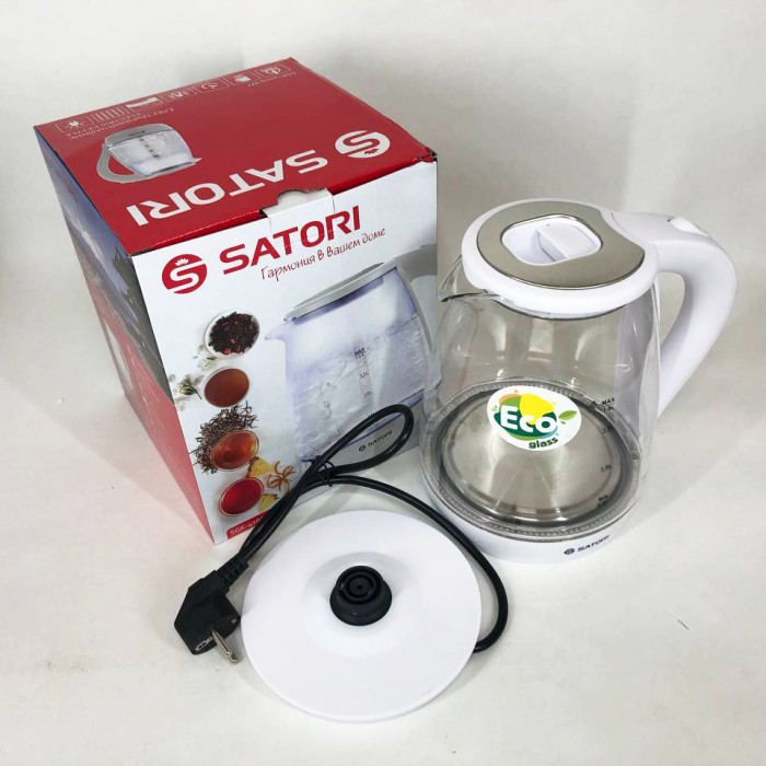 Чайник для закипання води Satori SGK-4105-WT 1.8 л 1500 Вт, Електрочайник якісний з підсвічуванням LD-40