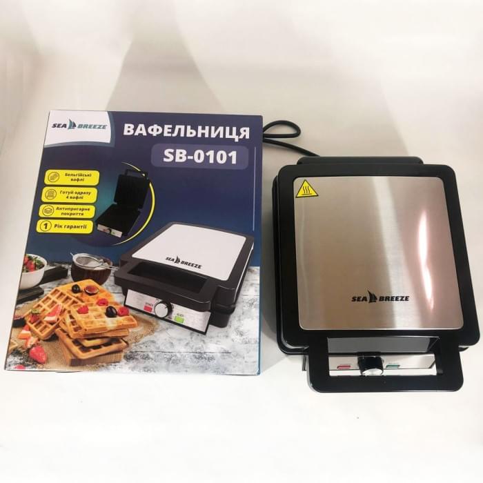 Вафельниця побутова для віденських вафель SeaBreeze SB-0101 1200 Вт, Вафельниця з CL-193 безпечним покриттям
