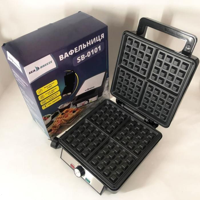 Вафельниця побутова для віденських вафель SeaBreeze SB-0101 1200 Вт, Вафельниця з CL-193 безпечним покриттям