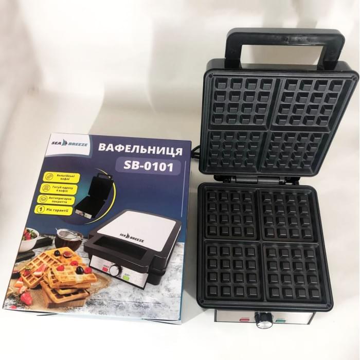 Вафельниця побутова для віденських вафель SeaBreeze SB-0101 1200 Вт, Вафельниця з CL-193 безпечним покриттям