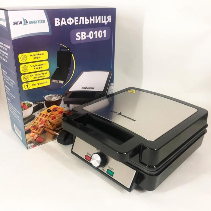 Вафельниця побутова для віденських вафель SeaBreeze SB-0101 1200 Вт, Вафельниця з CL-193 безпечним покриттям
