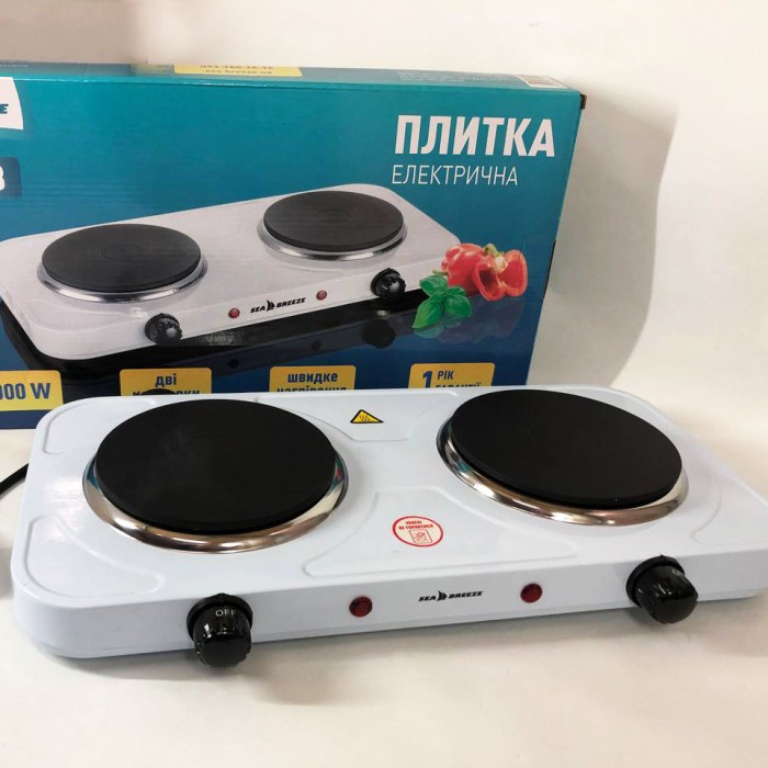 Маленька електрична плитка Sea Breeze SB-063 2000 Вт, Переносна електрична плита, Стильна електроплита KN-78