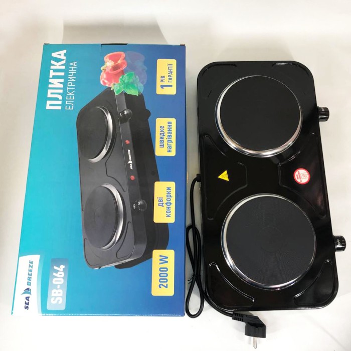 Електроплита з двома електричними конфорками, Компактна електронна плитка, Міні електроплита BP-16