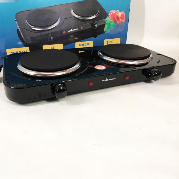 Плитка двоконфорочна електрична Sea Breeze SB-064 2000 Вт, Плита OP-895 настільна емальована