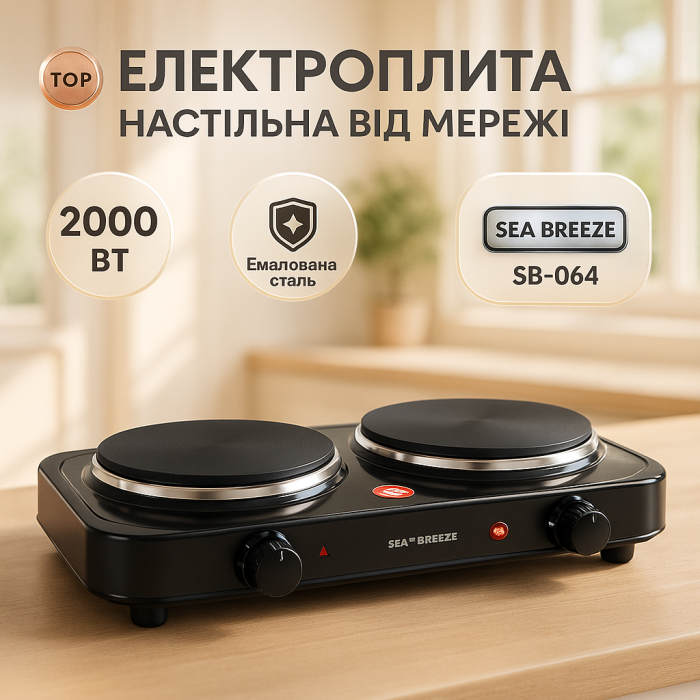 Потужна електроплита для дому, Плити електричні побутові 2 конфорки, Маленька електрична плитка ZN-10