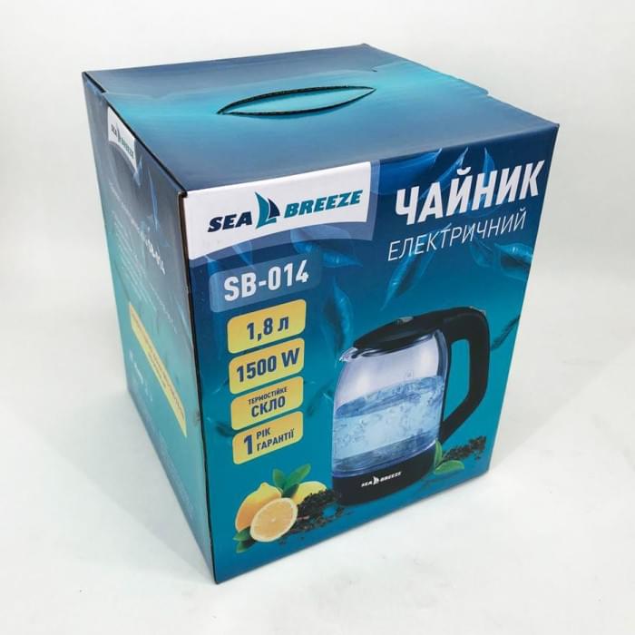 Скляні електричні чайники з підсвічуванням SeaBreeze SB-014 1.8 л 1800 Вт, UR-703 Чайник дисковий