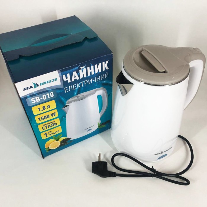 Електричний безшумний чайник з автоматичним відключенням SeaBreeze SB-010 2000Вт 1.8л, Тихий чайник QE-76