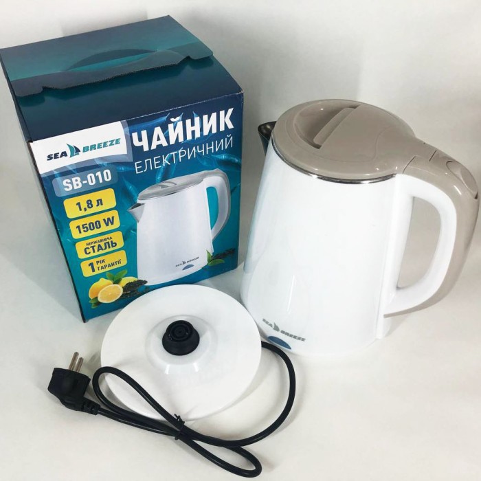Електричний безшумний чайник з автоматичним відключенням SeaBreeze SB-010 2000Вт 1.8л, Тихий чайник QE-76