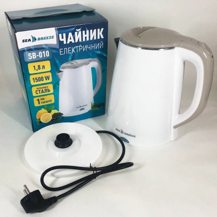 Електричний безшумний чайник з автоматичним відключенням SeaBreeze SB-010 2000Вт 1.8л, Тихий чайник QE-76