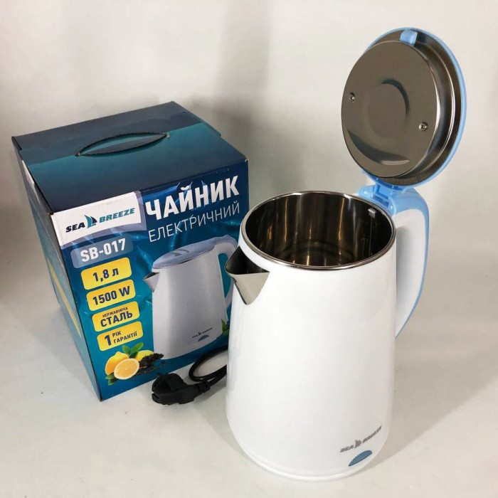 Електричний чайник із сучасним зовнішнім виглядом SeaBreeze SB-017, 1.8 Л 1500 Вт RD-91