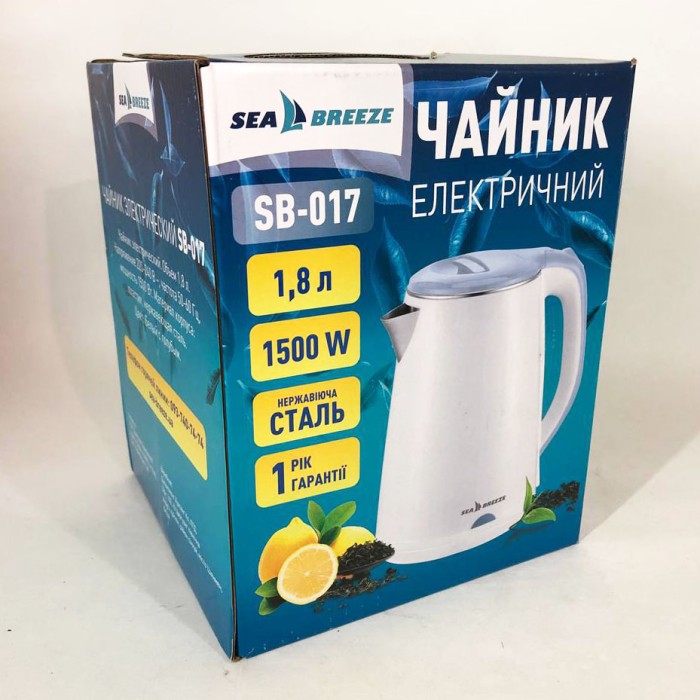 Електричний чайник із сучасним зовнішнім виглядом SeaBreeze SB-017, 1.8 Л 1500 Вт RD-91