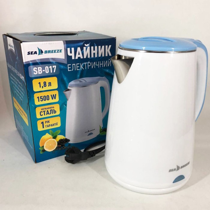 Електричний чайник із сучасним зовнішнім виглядом SeaBreeze SB-017, 1.8 Л 1500 Вт RD-91