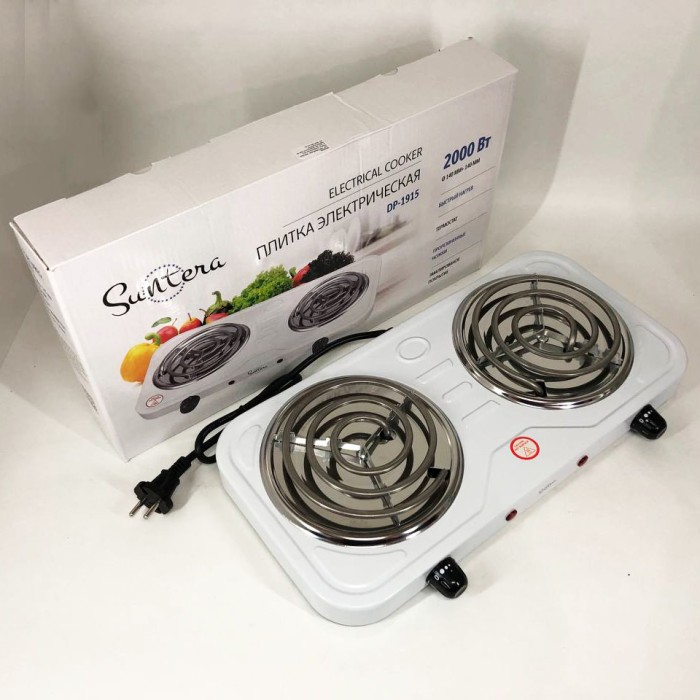 Плита двоконфорочна для дому Suntera DP-1915 2000 Вт, Надійна кухонна плита підлогова потужна IH-74