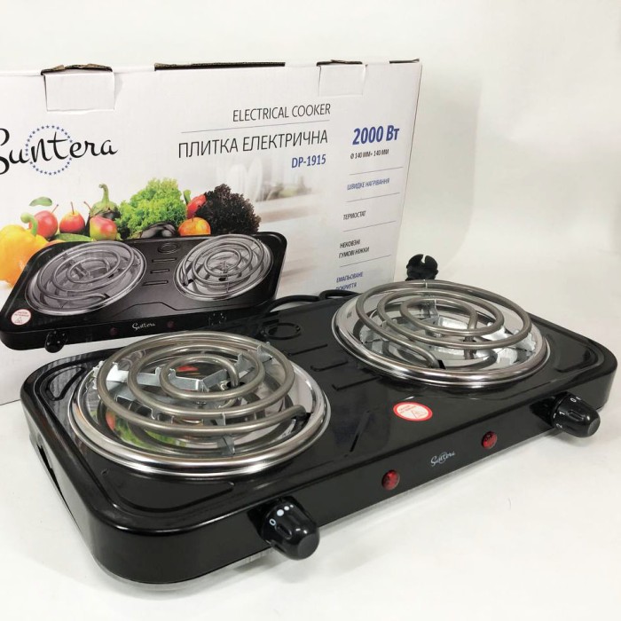 Настільна потужна електрична плита на 2 конфорки, Кухонна плита електро для кухні MU-96