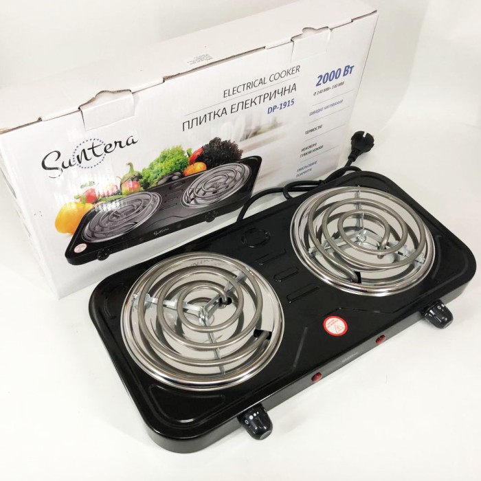 Двоконфорочна дискова електроплита, Плита електрична настільна електроплитка, Дискова плита для дому NT-77