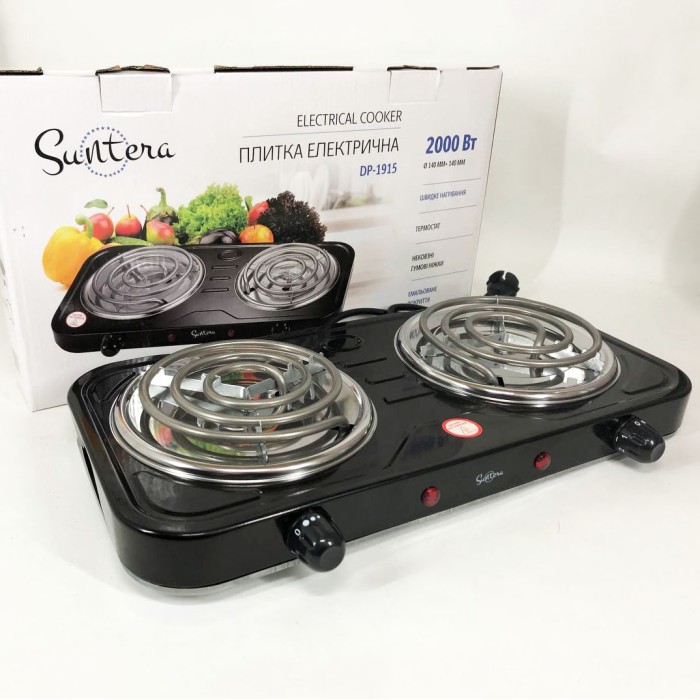 Двоконфорочна дискова електроплита, Плита електрична настільна електроплитка, Дискова плита для дому NT-77