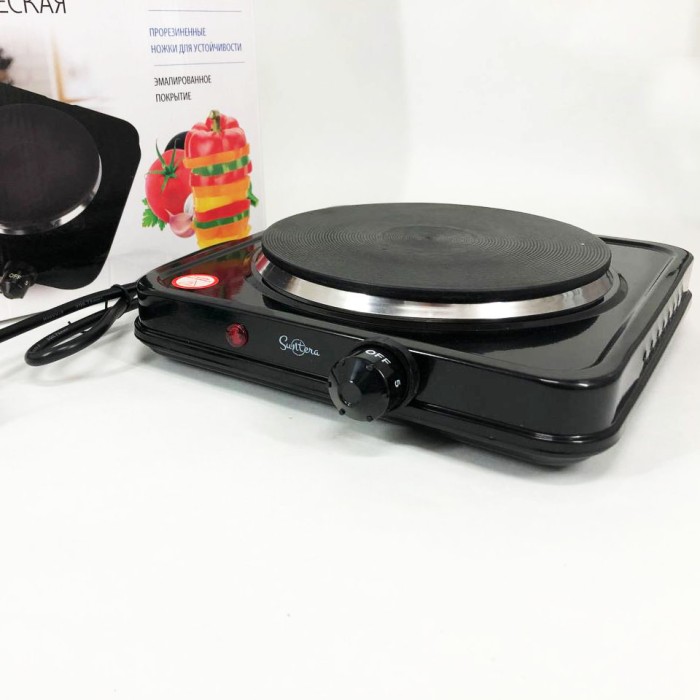 Якісна настільна електроплита Suntera SP-1930 черная, Електроплита на 1 конфорку, Надійна кухонна плита BT-35
