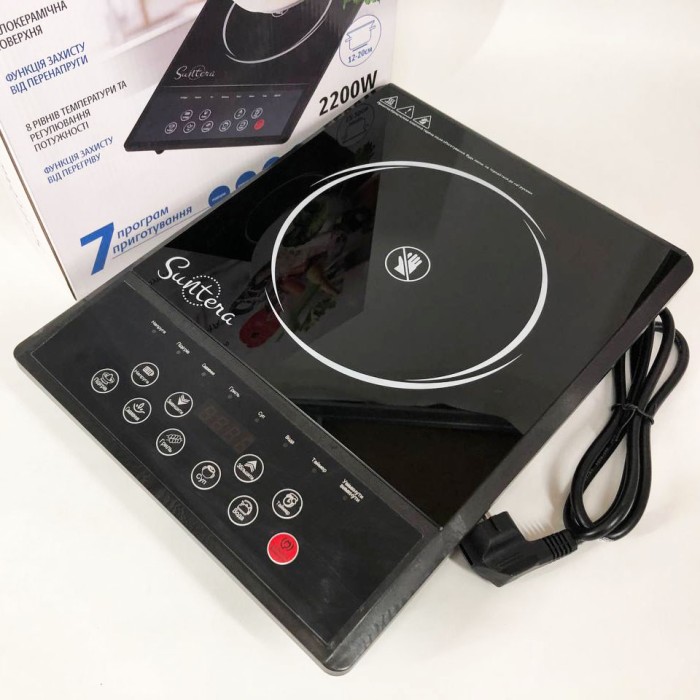 Дискова плита для дому Suntera ICD-2200, 2200 Вт, Сенсорна інфрачервона плита на стіл електрична XH-52