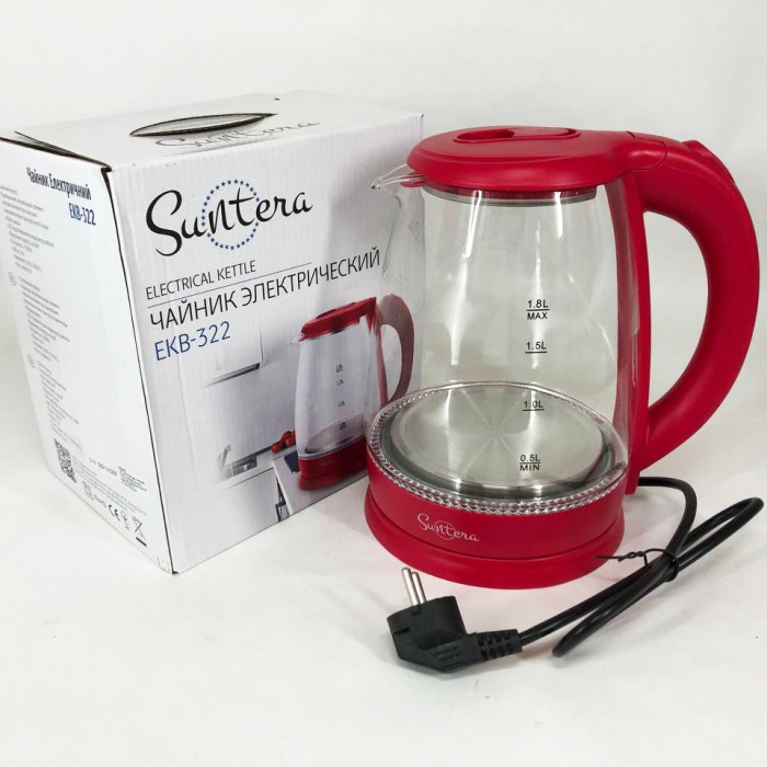 Потужний електричний чайник від розетки, Електрочайник відмінний, Ел чайник скляний з підсвічуванням HQ-98