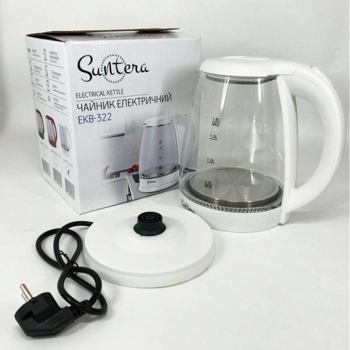 Електрочайник з led підсвічуванням Suntera EKB-322W 1500 Вт 1.8 л, TZ-132 Електрочайник зручний