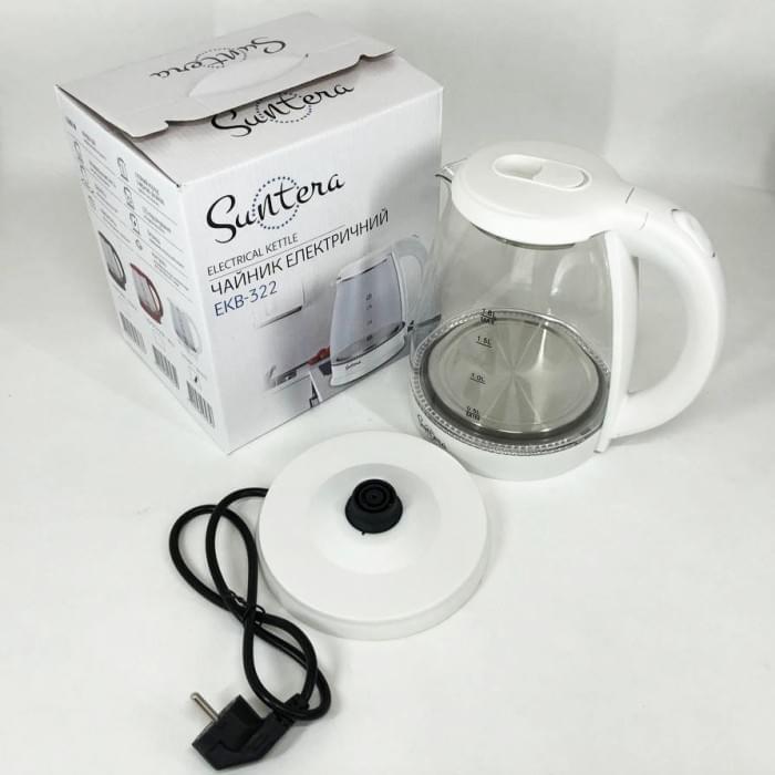 Електрочайник з led підсвічуванням Suntera EKB-322W 1500 Вт 1.8 л, TZ-132 Електрочайник зручний